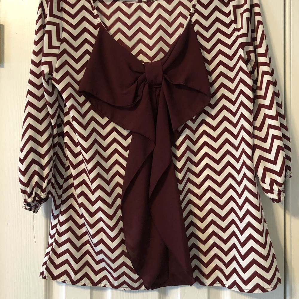 Maroon Chevron bow-back blouse